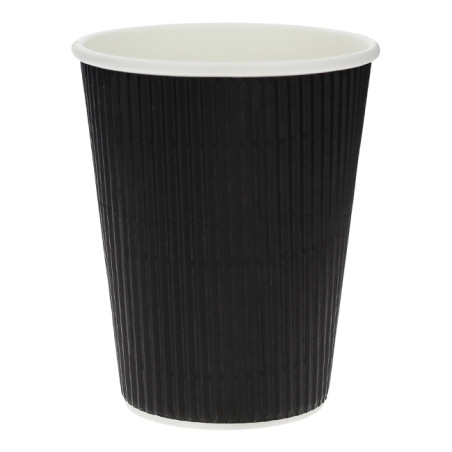 Kaffeebecher aus Wellpappe Schwarz 12 Oz/360ml Ø8,7cm (500 Stück)