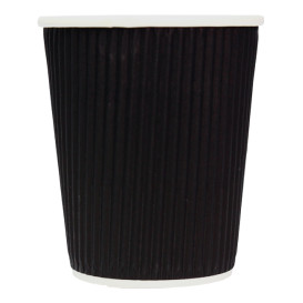 Kaffeebecher aus Wellpappe Schwarz 8 Oz/250ml Ø8cm (25 Stück)
