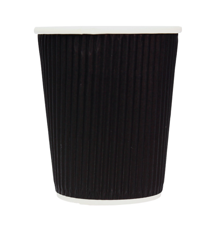 Kaffeebecher aus Wellpappe Schwarz 8 Oz/250ml Ø8cm (500 Stück)