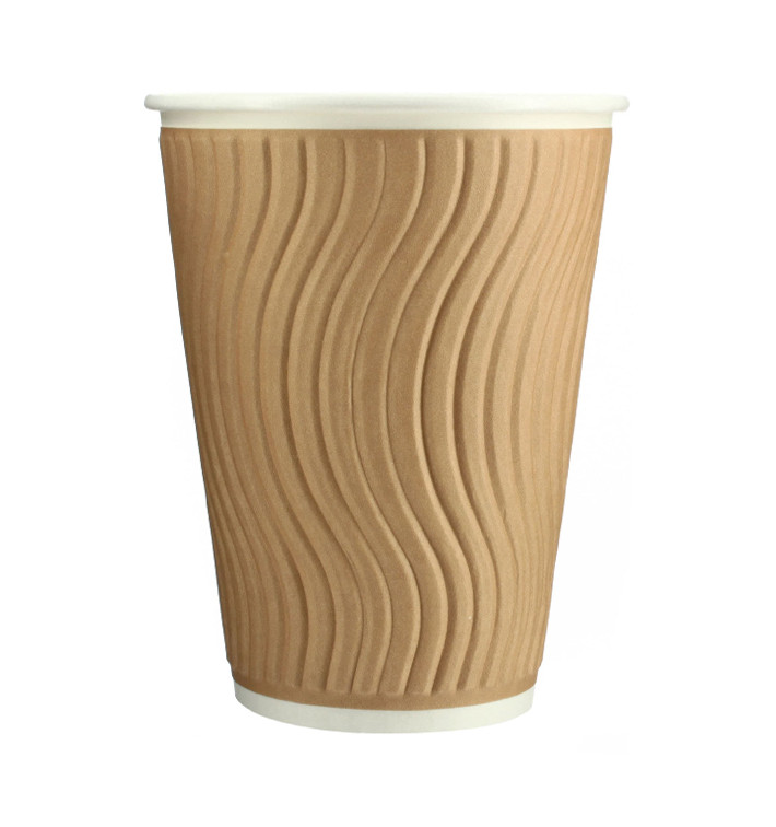 Biologischer Kaffeebecher aus Wellpappe 12Oz/360ml Ø9,0cm (37 Stück)