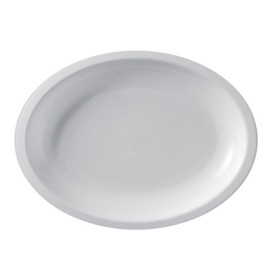 Plastiktablett Oval Weiß Round PP 315x220mm (25 Stück)