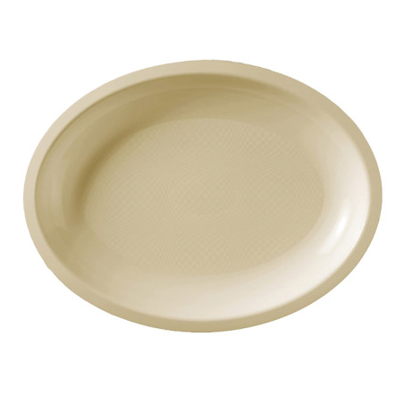 Wiederverwendbare harte Tablett Oval Creme "Round" PP 25,5x19cm (1.200 Stück)