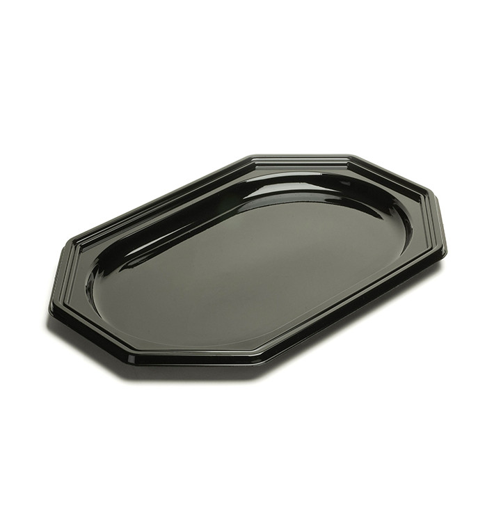 Plastiktablett achteckig Schwarz 27x19cm (10 Stück)