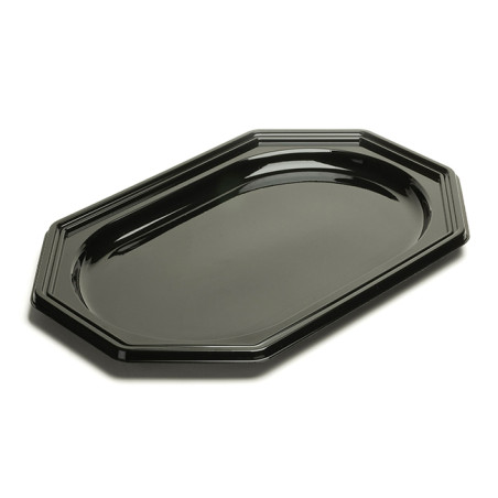 Plastiktablett achteckig Schwarz 27x19cm (10 Stück)