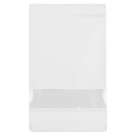 Papiertüten DoyPack mit Fenster und Innenfolie Weiß 16+8x26cm (50 Stück)