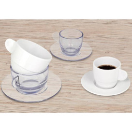 Wiederverwendbare Plastikteller für Tasse “Cappuccino” Transparent 166ml (6 Stück)