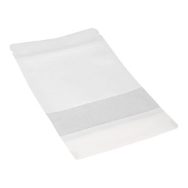 Papiertüten DoyPack mit Fenster und Innenfolie Weiß 20+10x30cm (500 Stück)