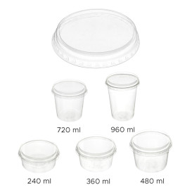 Deckel Plastickschale PLA Transparent 240, 360, 480, 720, 960ml (50 Stück)