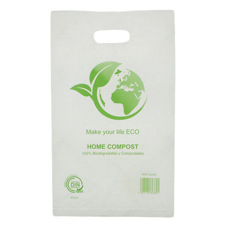 Plastiktüten mit Griffloch Bio Home Compost 20x33cm 20µm (3.000 Stück)