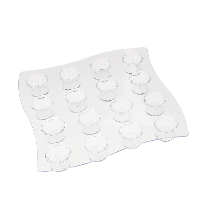 Plastiktablett für 16 Plastikbecher Tran. 35ml (2 Stück)