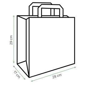 Kraftpapiersäcke mit Flachem Griff 80g/m² 28+17x29cm (50 Stück)