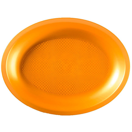 Wiederverwendbare harte Tablett Oval Orange "Round" PP 31,5x22cm (10 Stück)