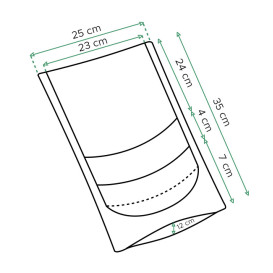 Papiertüten DoyPack mit Fenster und Innenfolie 25+12x35cm (250 Stück)