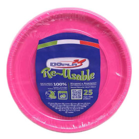 Wiederverwendbar Plastikteller Wirtschaftlich PS Fuchsia Ø22cm (25 Stück)