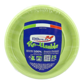 Wiederverwendbar Plastikteller Wirtschaftlich PS Gras Grün Ø22cm (200 Stück)