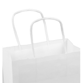 Papiertüten Kraft weiß mit Henkeln 100g/m² 18+8x24cm (25 Stück)