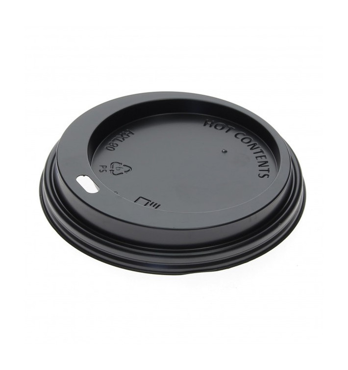 Deckel Schwarz für Becher 8, 9, 12 Oz Ø8,0cm (100 Stück)