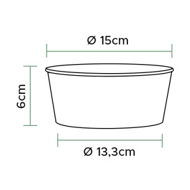 Erneuerbare Salatschüssel aus weiß Pappe 775ml Ø15cm (360 Stück)