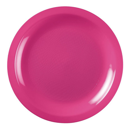 Wiederverwendbare harte Teller Flach Fuchsia "Round" PP Ø22cm (50 Stück)