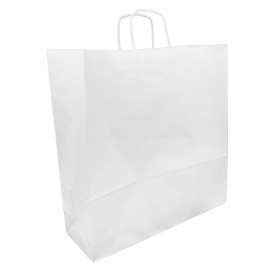 Papiertüten Kraft weiß mit Henkeln 100g/m² 44+15x46cm (200 Stück)