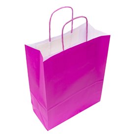 Fuchsia-Papiertüte mit Griffen 100g/m² 22+9x23cm (200 Einheiten)