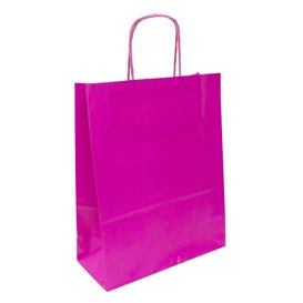 Fuchsia-Papiertüte mit Griffen 100g/m² 22+9x23cm (200 Einheiten)