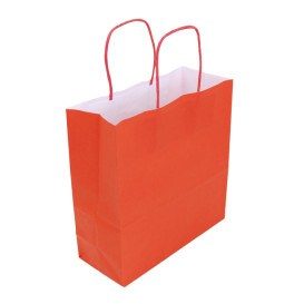 Papiertüten Kraft rot mit Henkeln 100g/m² 22+9x23cm (250 Stück)