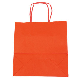 Papiertüten Kraft rot mit Henkeln 100g/m² 22+9x23cm (250 Stück)