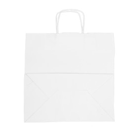 Papiertüten Kraft weiß mit Henkeln 100g/m² 35+18x34cm (250 Stück)