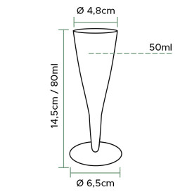 Stielglas Plastik "PREMIUM" zweiteilig 80ml 2T (20 Stück)