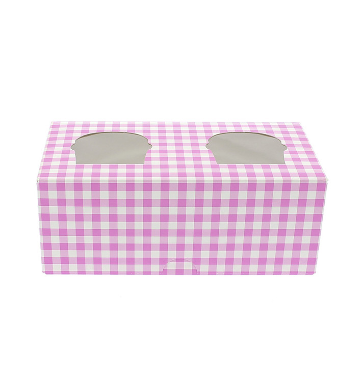 Cupcake Box für 2 Cupcakes 19,5x10x7,5cm pink (20 Stück)