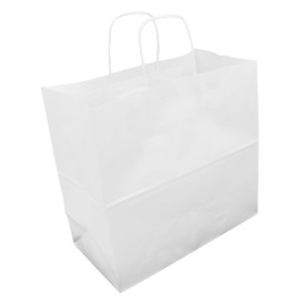 Papiertüten Kraft weiß mit Henkeln 32+16x31cm (250 Stück)