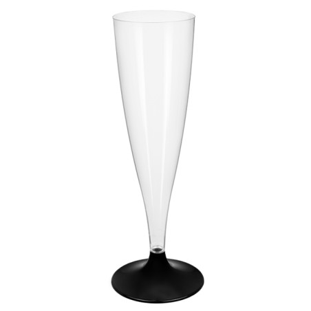 Mehrweg Sektglas aus PS Fuß Schwarz 140ml 2-teilig (20 Stück)