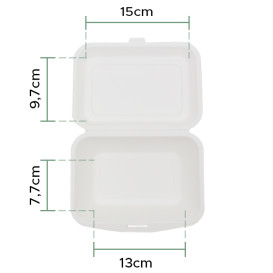 Menübox Zuckerrohr Weiß 18x12,5x7cm (50 Stück)