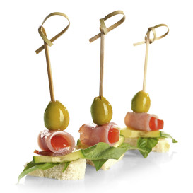 Natürliche Fingerfood-Spieße aus Bambus "Knoten" 10cm (250 Stück)