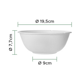 Schüssel Zuckerrohr Bagasse Weiß 1360ml (400 Stück)