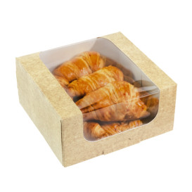 Quadratische Verpackungen für Bäckereien PackiPack Vision Kraft 10x10x8cm (50 Stück)