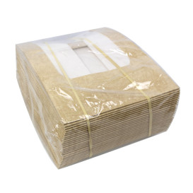 Quadratische Verpackungen für Bäckereien PackiPack Vision Kraft 24x24x10cm (25 Stück)