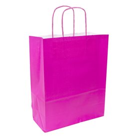 Fuchsia Papiertüte mit Henkeln 90g/m² 28+10x22 cm (25 Stück)