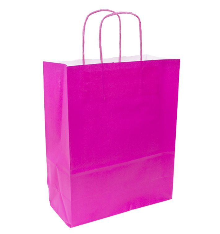 Fuchsia-Papiertüte mit Griffen 90g/m² 28+10x22 cm (250 Stück)