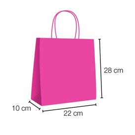 Fuchsia-Papiertüte mit Griffen 90g/m² 28+10x22 cm (250 Stück)