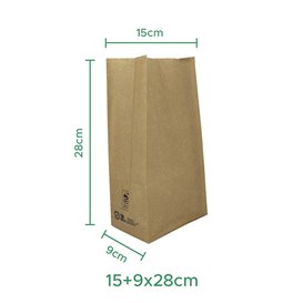 Papiertüten ohne Henkel Kraft 150g/m² 15+9x28cm (1.000 Stück)