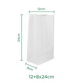 Papiertüten ohne Henkel Kraft-weiss 50g/m² 12+8x24cm (1.000 Stück)