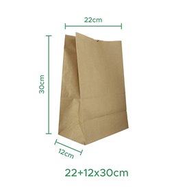 Papiertüten ohne Henkel Kraft braun 50g/m² 22+12x30cm (1.000 Stück)