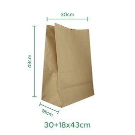 Papiertüten ohne Henkel Kraft braun 75g/m² 30+18x43cm (250 Stück)