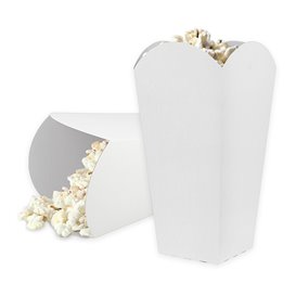 Kleine Popcorn Box weiß 45gr 6,5x8,5x15cm (25 Stück)