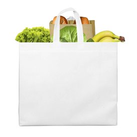 Große Vliesstofftasche PREMIUM Weiße 45+20x40cm (100 Stück)