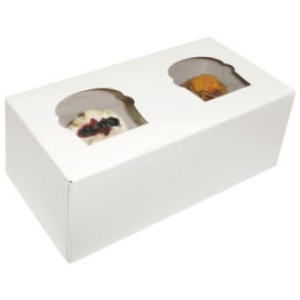 Cupcake Box für 2 Cupcakes 19,5x10x7,5cm weiß (20 Stück)