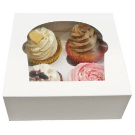 Cupcake Box für 4 Cupcakes 17,3x16,5x7,5cm weiß (20 Stück)