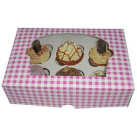 Cupcake Box für 6 Cupcakes 24,3x16,5x7,5cm pink (20 Stück)